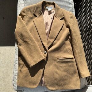 Cathy Daniel’s 90's Vintage Tan 100% Wool Blazer Jacket Women's 8